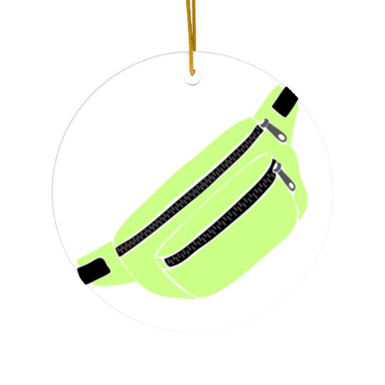 Lime Green Fanny Pack Illustration Ceramic Ornaments
