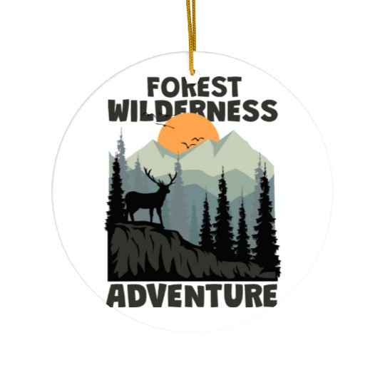 forest wilderness adventure deer mountain Ceramic Ornaments