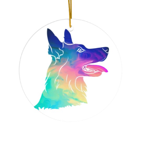 Psychedelic German Shepherd Ceramic Ornaments
