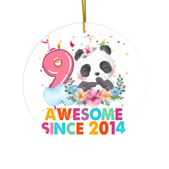 9 Year Old Awesome Since 2014 Panda 9Th Ceramic Ornaments