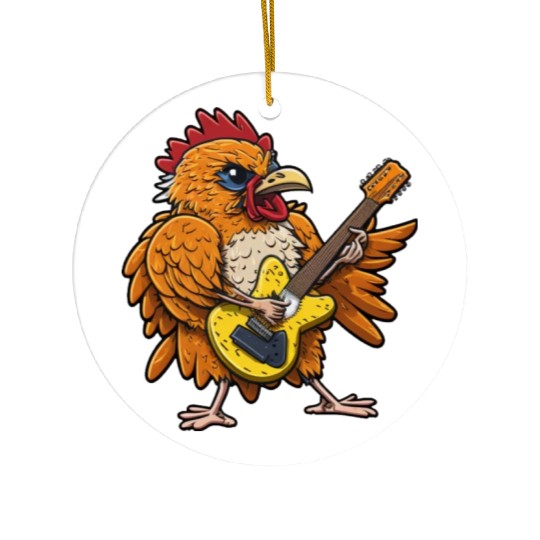 Groovy Cheese: Strumming to Cheesy Melodies Ceramic Ornaments