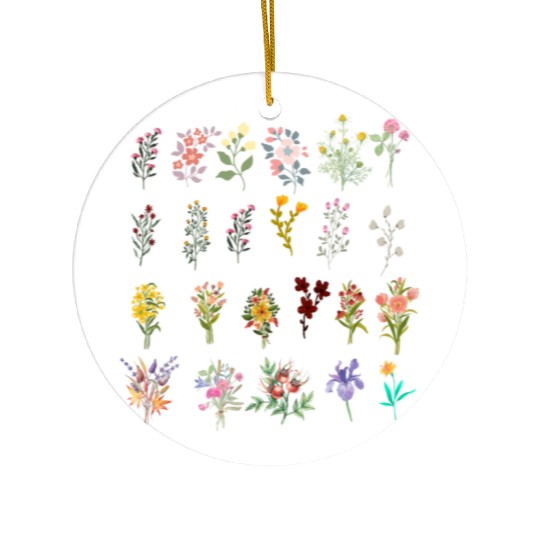 Retro Wildflowers Floral design Ceramic Ornaments