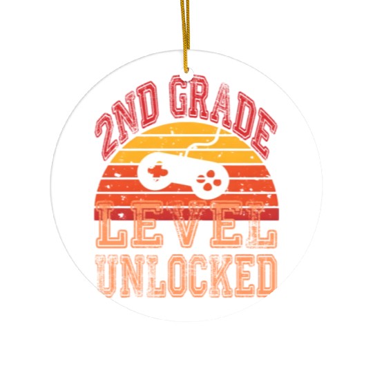 2nd Grade Level Unlocked Video Game Back To School Ceramic Ornaments