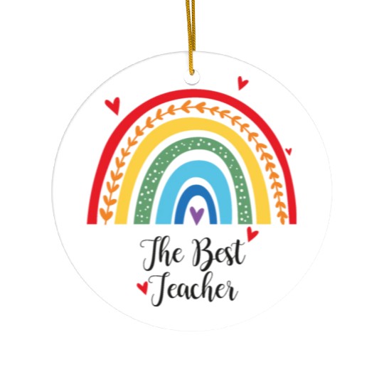 The Best Teacher rainbow Gift Heart Ceramic Ornaments