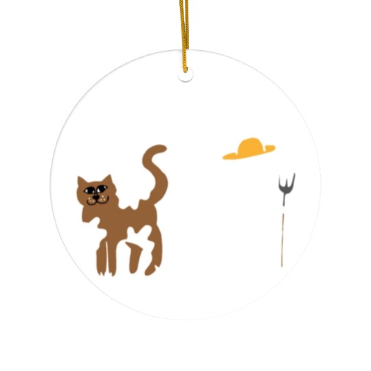 Cattle Cat Farmer (White) Ceramic Ornaments