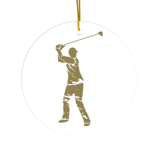 Golf Golfer Silhouette - White Grunge Design Ceramic Ornaments