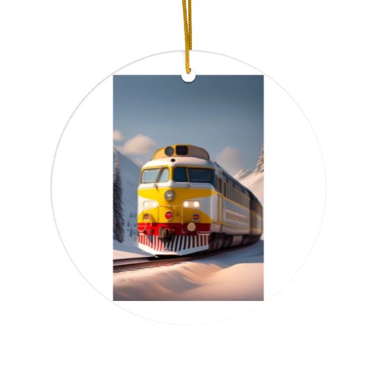 The train logo design Ceramic Ornaments