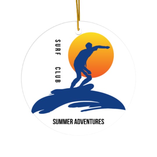 Summer Adventures Surf Club Ceramic Ornaments