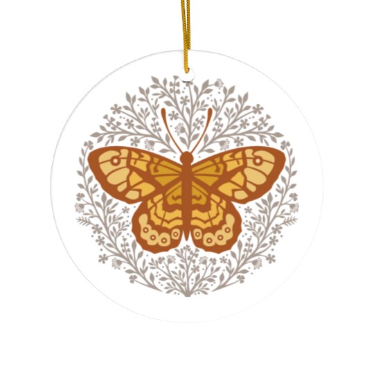 Butterfly insect with flowers. Ceramic Ornaments