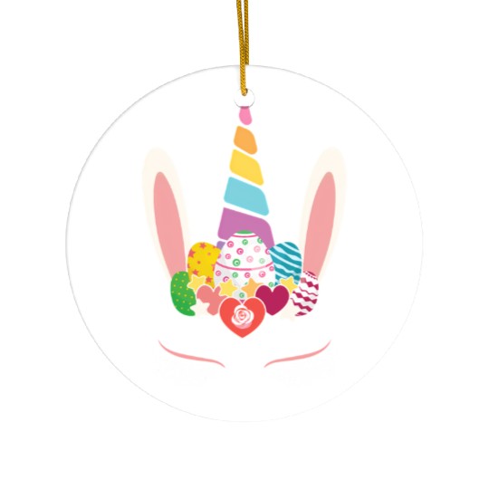 Happy Easter Unicorn Bunny Ears Eggs Hunter Ceramic Ornaments