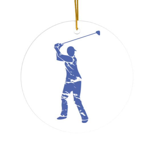 Golf Golfer Silhouette - White Grunge Design Ceramic Ornaments