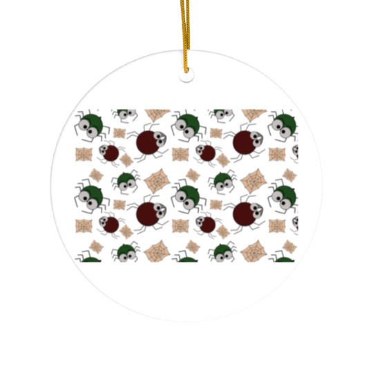 Red Green Spider Seamless Pattern Ceramic Ornaments