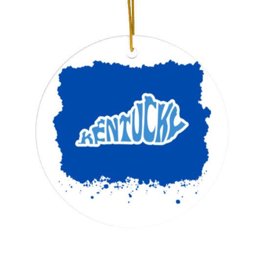 Kentucky Typography Sticker in State Shape Ceramic Ornaments