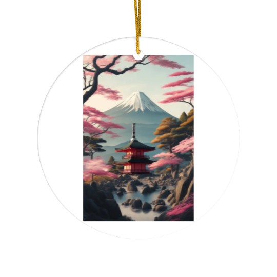 Asia Landscape Serene Mount Fuji Ceramic Ornaments