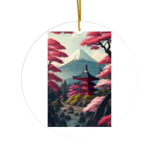 Asia Landscape Serene Mount Fuji Ceramic Ornaments