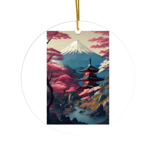 Asia Landscape Serene Mount Fuji Ceramic Ornaments