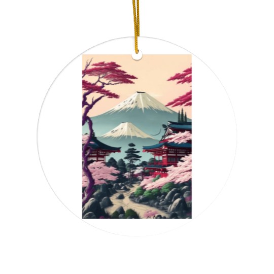 Asia Landscape Serene Mount Fuji Ceramic Ornaments