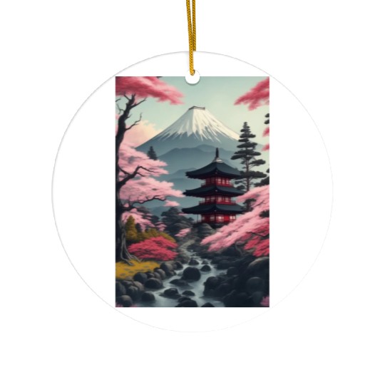 Asia Landscape Serene Mount Fuji Ceramic Ornaments