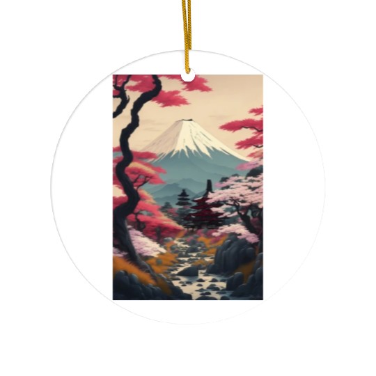 Asia Landscape Serene Mount Fuji Ceramic Ornaments
