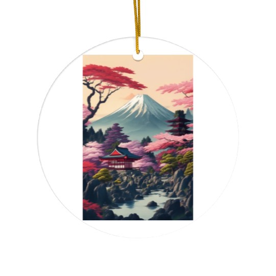 Asia Landscape Serene Mount Fuji Ceramic Ornaments