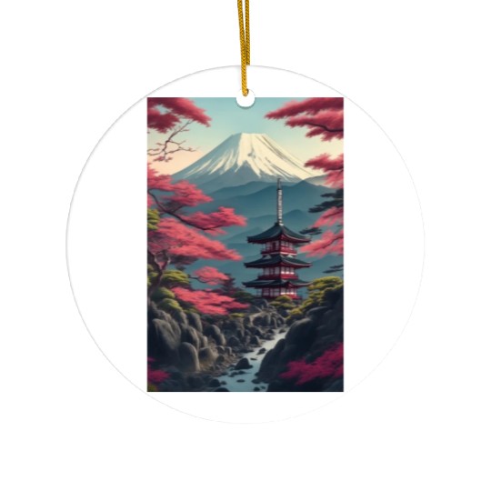 Asia Landscape Serene Mount Fuji Ceramic Ornaments
