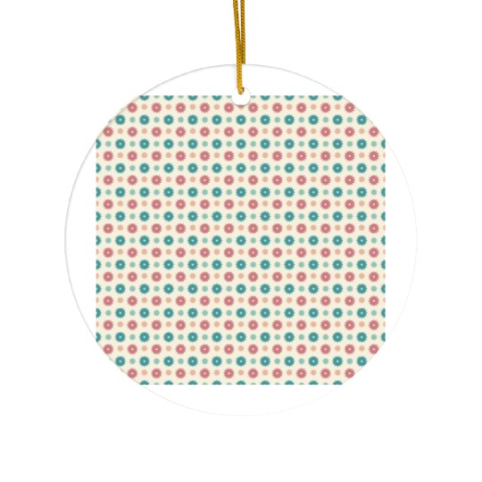 Retro Floral Pattern Yellow Teal Red Ceramic Ornaments