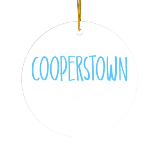 Cooperstown Ny Snowflake Drawing Light Blue Text Ceramic Ornaments