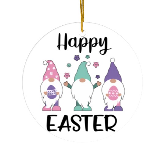 Happy Easter 2020 Gnome Egg Hunt Ceramic Ornaments