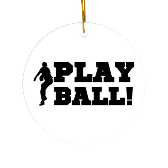 Baseball Pitcher Play Ball Black Text Baseball Fan Ceramic Ornaments