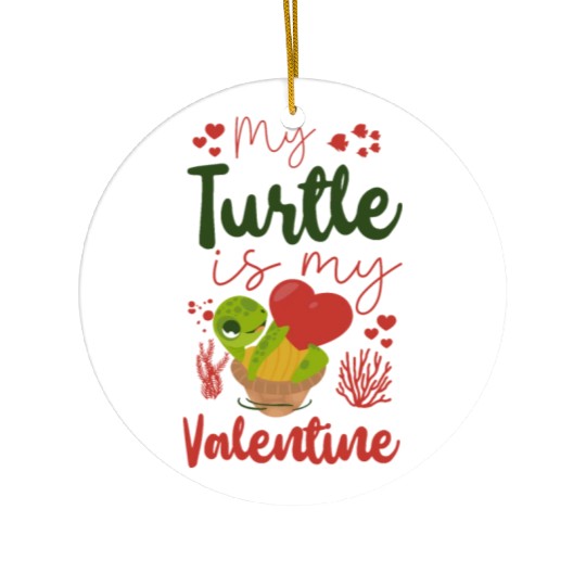 Sea Turtle Tortoise Valentines Day Ceramic Ornaments