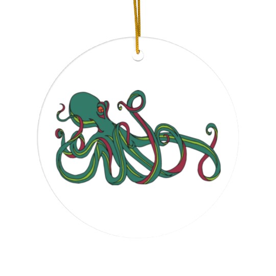 Green Octopus Ceramic Ornaments