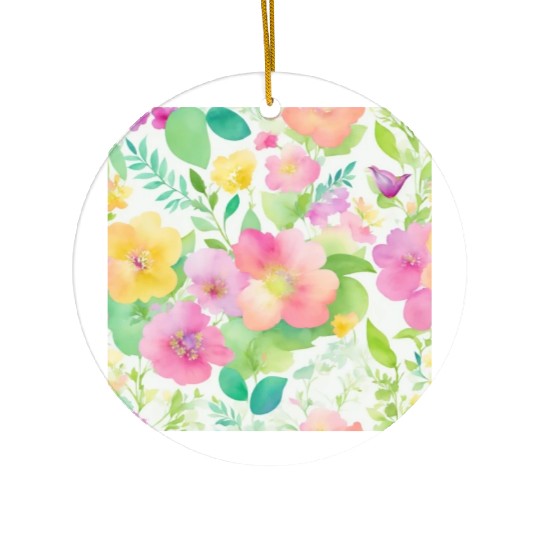 watercolor wildflower pattern Ceramic Ornaments