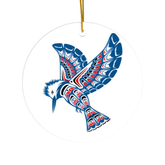 Native American Style Kingfisher Pacific Northwest Ceramic Ornaments