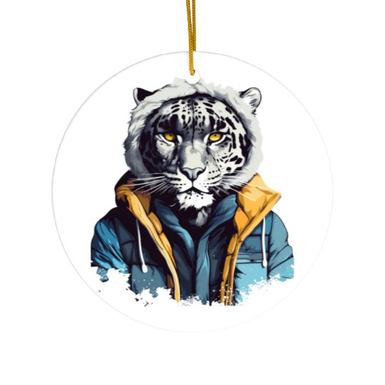 Street Style Snow Leopard | Leopard Lovers Ceramic Ornaments