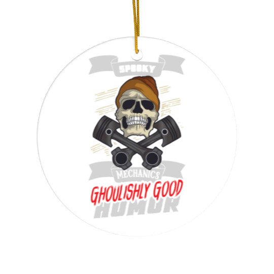 Skeleton Mechanic Horror Garage Funny Bones Spooky Ceramic Ornaments