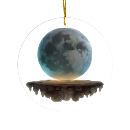 3 Dimensional (3D) Full Moon and Floating Island Ceramic Ornaments