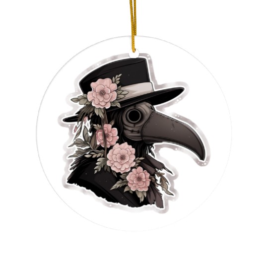 Cute Floral Plague Doctor Ceramic Ornaments