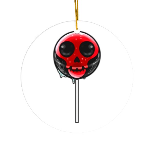 Red Skull Lollipop Trick Or Treat Halloween Ceramic Ornaments