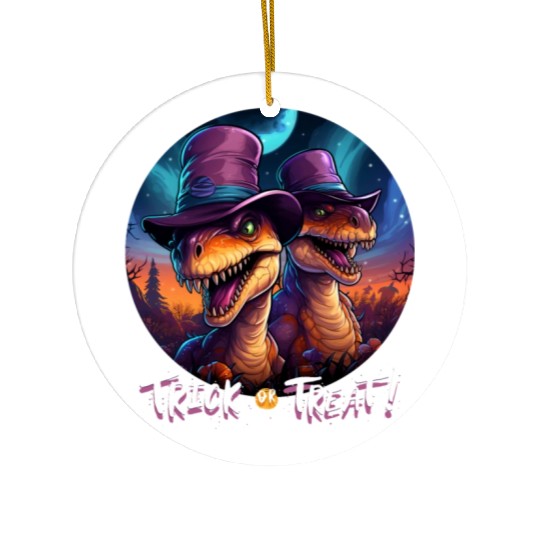 Halloween Dinosaur Velociraptor Trick or Treat Ceramic Ornaments