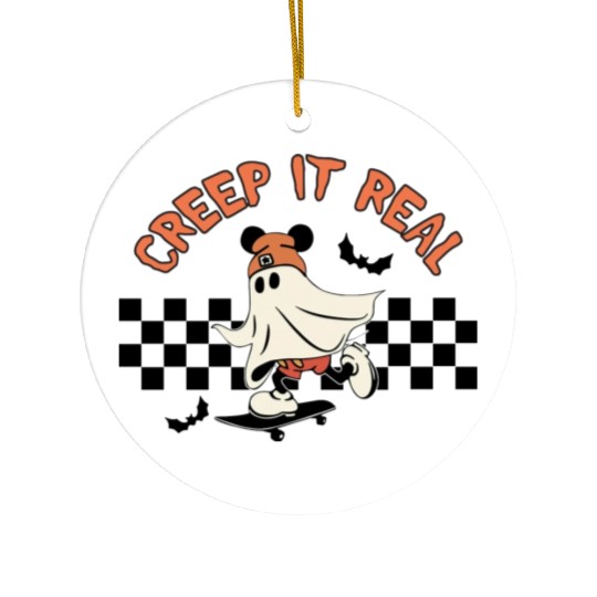 Creep It Real Funny Skateboarding Ghost Ceramic Ornaments