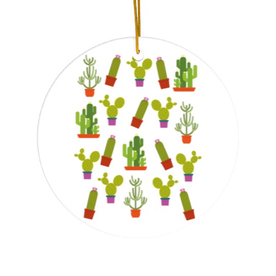 Cactus Succulent Plants Nature Colorful Aztec Ceramic Ornaments
