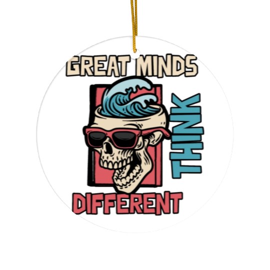 Great Minds Think Different Surfer Skull Ceramic Ornaments