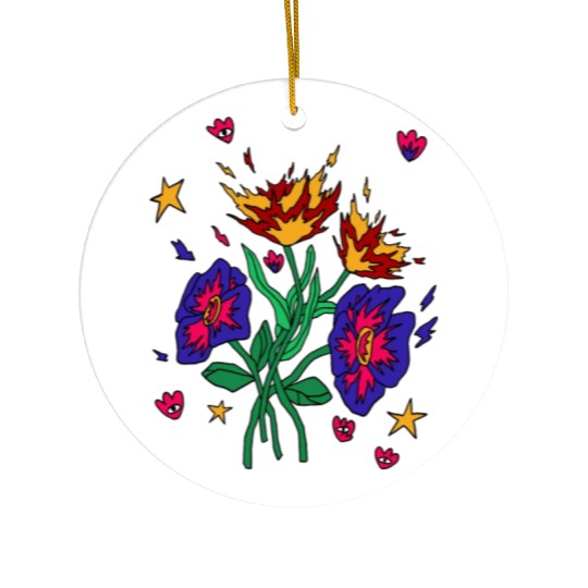 Flaming Floral Dreams Ceramic Ornaments