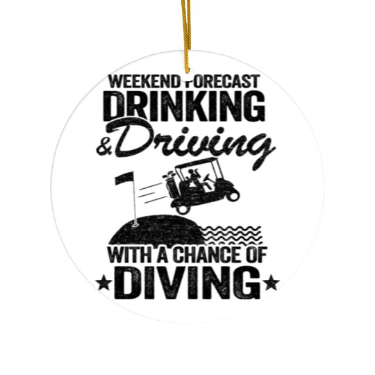 Drinking Driving Diving Beer Golf Cart Funny Ceramic Ornaments