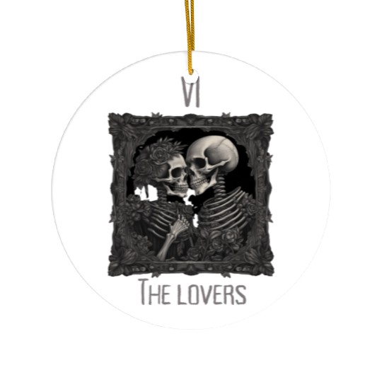 Skeleton lovers tarot card style goth Halloween Ceramic Ornaments