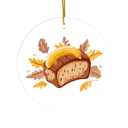 Autumn banana bread treat Ceramic Ornaments