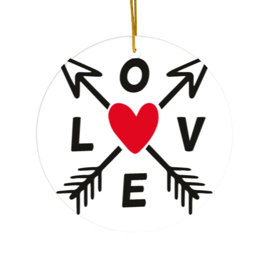 Love With Arrows And Red Heart Ceramic Ornaments