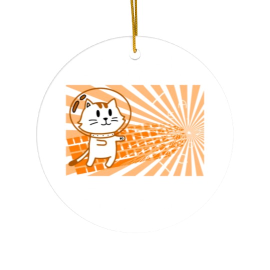 Cat Running Keyboard Across The Space Cat Riding Ceramic Ornaments