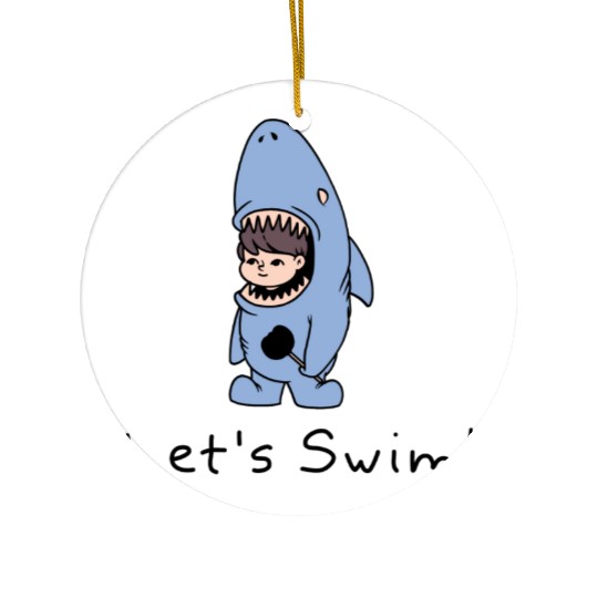 Lets Swim Shark Kid Ceramic Ornaments