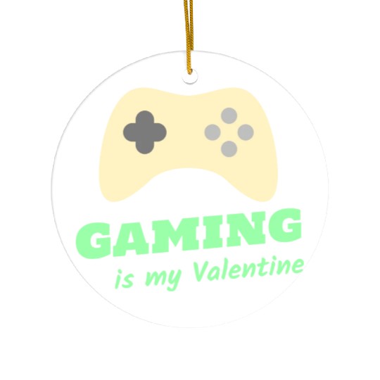 Gaming Is My Valentine Light Green Ceramic Ornaments